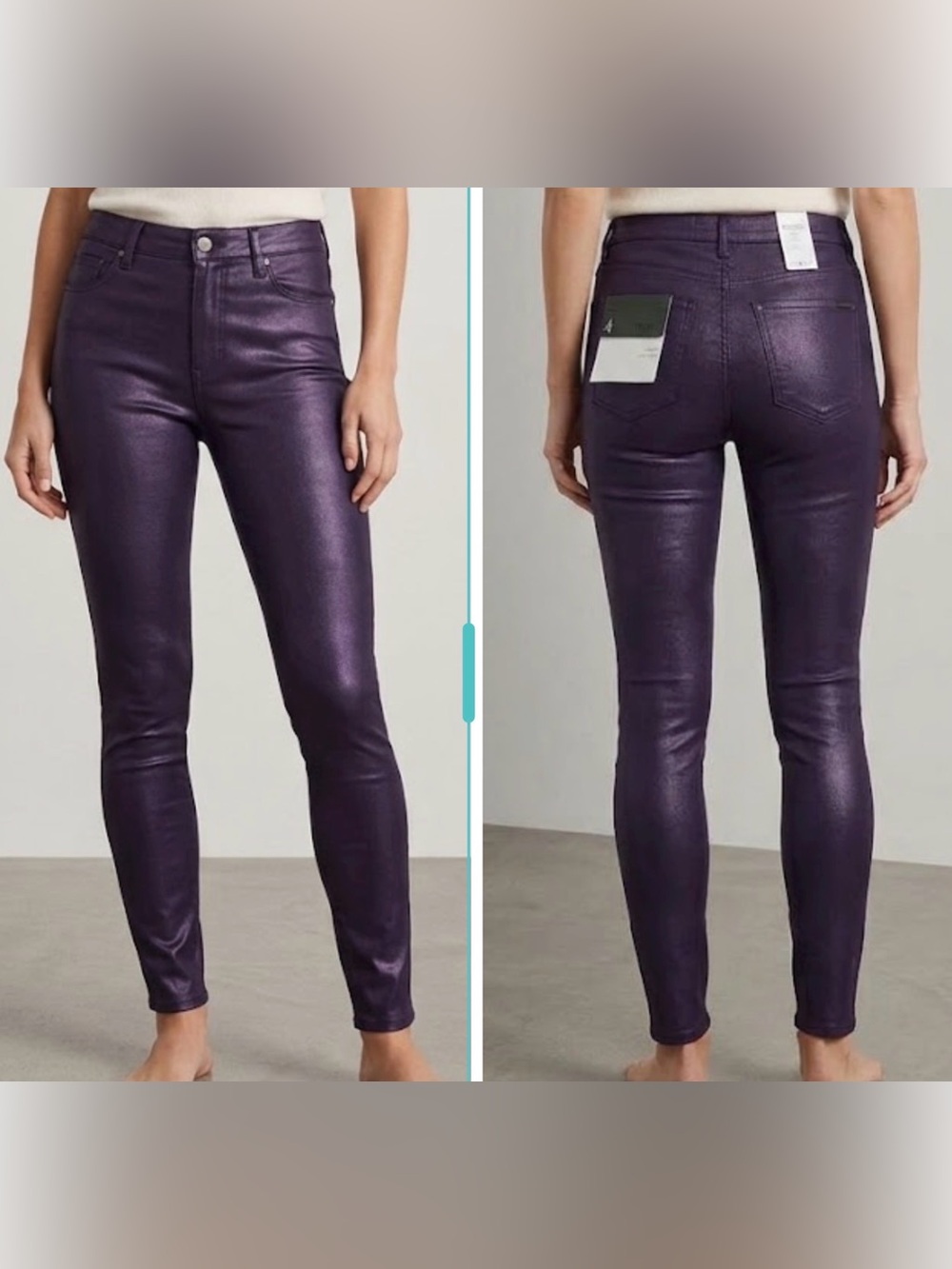 White House Black Market Metallic Plum High-Rise Skinny Pants